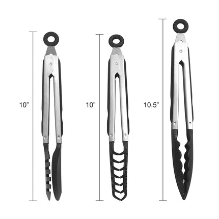 Farberware Classic Nylon Tipped Tongs, Set of 3, Black