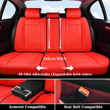 Fundas de asiento de coche Coverado, juego completo, fundas de asiento de coche de cuero Napa rojo, fundas de asiento de coche impermeables para accesorios interiores de coches, ajuste universal para la mayoría de sedanes, SUV, camionetas