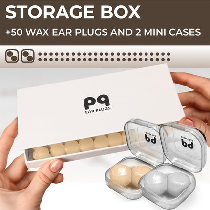 Peace&Quiet | PQ Wax Ear Plugs for Sleep - 50 Beige Silicone Wax Earplugs for Sleeping & Swimming - Gel Ear Plugs for Noise Reduction & Ear Protection