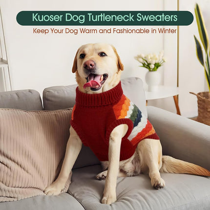 Kuoser Dog Sweater Dog Jumper, Dog Sweaters for Medium Dogs Girl Boy, Classic Pet Knitted Sweatshirt Warm Pullover, Dog Holiday Sweater Winter Clothes, Red M