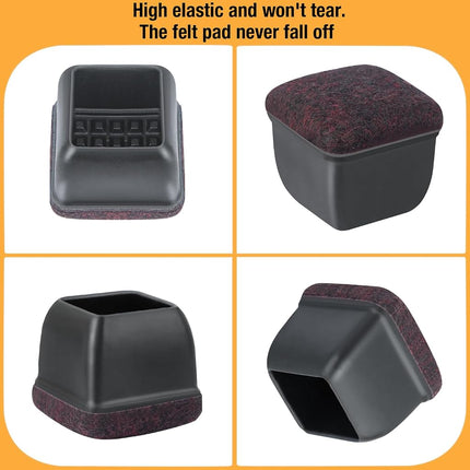 Jeaoouu 24-Pcs Extra Large Square Silicone Chair Leg Floor Protectors