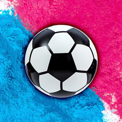 Gender Reveal Soccer Ball with Pink and Blue Powde