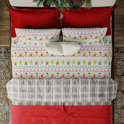Grinch by Dr. Seuss Holiday & Christmas Bedding Super Soft 100% Cotton Flannel Sheet Set, Twin, (Official Dr. Seuss Product) by Franco