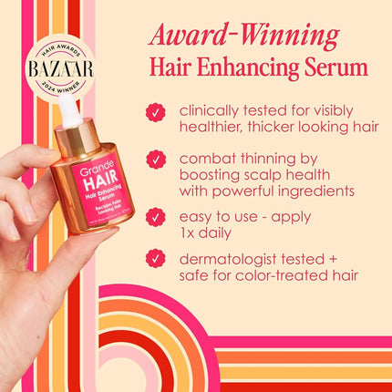 Grande Cosmetics Hair Serum for Men and Women, Promotes Thickness in Thinning Hair, Safe for Color Treated Hair | 40 ml
