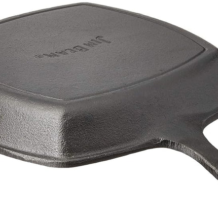 Jim Beam JB0217 10.5" Pre Seasoned Cast Iron Square Skillet for Grill, Gas, Oven, Electric, Induction and Glass, Black