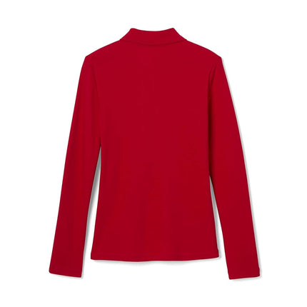 French Toast Girls Long Sleeve with Picot Collar (Standard & Plus) Polo Shirt, Red, L (10/12 Years)