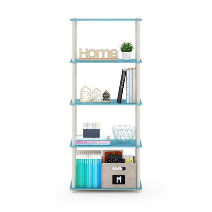 Furinno TURN-N-TUBE 5-Tier Tool-Free Corner Shelf, Light Blue