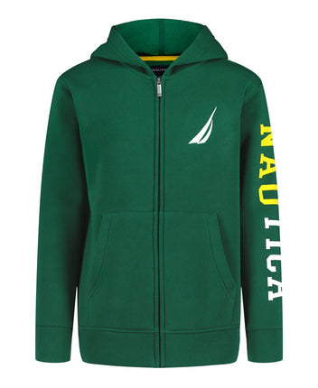 Nautica Boys' Long Sleeve Fleece Full Zip Hoodie, 