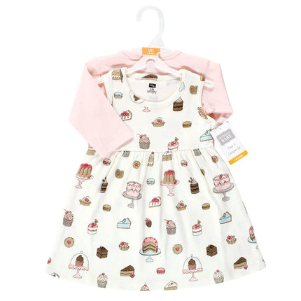 Conjunto de Vestido y Cárdigan de Algodón Hudson Baby para Bebés Niñas, Sweet Bakery, 0-3 Meses
