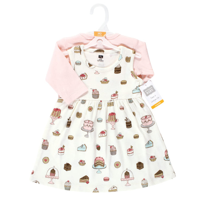 Hudson Baby Baby Girls' Cotton Dress and Cardigan Set, Sweet Bakery, 2T