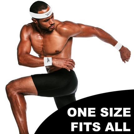 Juego de 3 Bandas Deportivas Unisex - Cinta para la Cabeza de 5.7 cm y Muñequeras de 8.25 cm con Tecnología Stay Dry, Tejido de Rizo que Absorbe la Humedad | Accesorios de Fitness de Calidad para un Confort Activo - Reebok