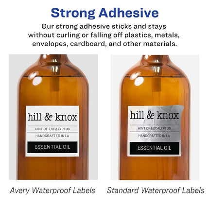 Avery Durable Waterproof Barbell Labels With Sure Feed, 0.5" x 2.5", 1,125 Oil and Tear-Resistant, Laser/Pigment-Based Inkjet Printable