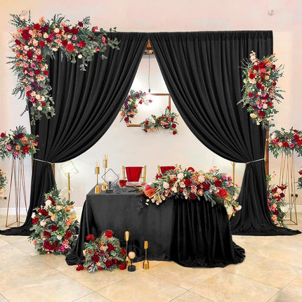 AK TRADING CO. 10 feet x 10 feet IFR Polyester Backdrop Drapes Curtains Panels with Rod Pockets - Wedding Ceremony Party Home Window Decorations - Black