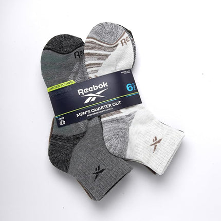 Reebok Mens Quarter Socks - 6 Pack Moisture Wicking Performance Stretch Athletic Ankle Socks for Men (Sizes: 6-12.5)