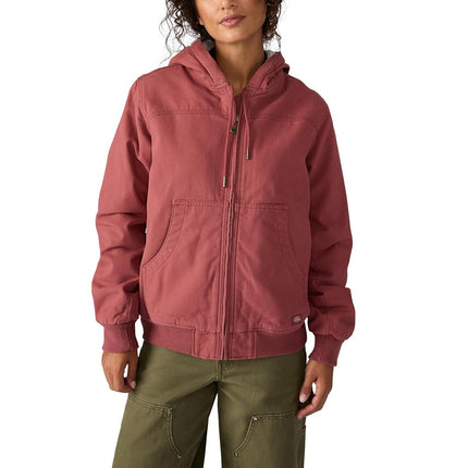 Dickies Women's Fleece Lined Duck Canvas Jacket, Red, S