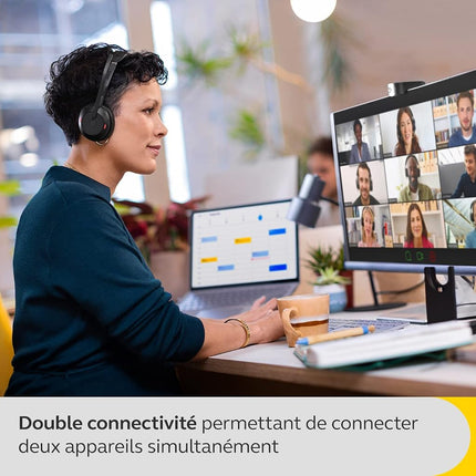 Jabra Evolve2 55 Stereo Wireless Headset with Charging Stand, Air Comfort Technology, Noise-cancelling Mics, Active Noise Cancellation - MS Teams Certified, Works with Other Platforms - Black