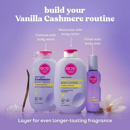 eos Shea Better Cashmere Vanilla, Moisturizing and Nourishing Body Wash with pH-Balanced Cream Gel Formula, Free from Parabens and Phthalates, Sensitive Skin, 400 ml