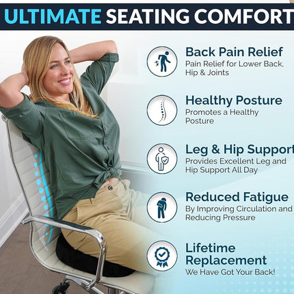 Cojín de asiento con gel ComfiLife para silla de escritorio – Cojín prémium con gel y espuma viscoelástica para silla de oficina, cojín de asiento de coche para conducir, jugar – Cojines de silla para aliviar el dolor de espalda y ciática (negro)