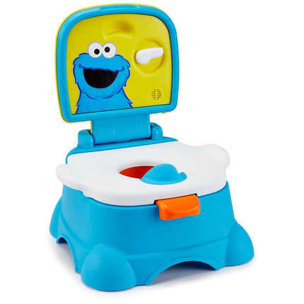 Sesame Street Cookie Monster Terrific 3-in-1 Potty Training Chair, Toilet Seat Trainer, and Step Stool, Easy Clean, Pretend Flush Handle, Gender Neutral