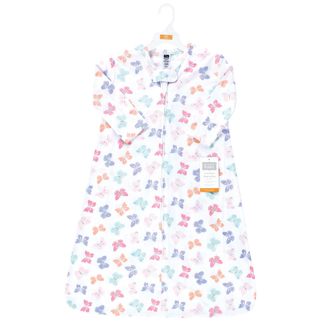 Saco de dormir de algodón de manga larga Hudson Baby unisex para bebé, saco, manta, Mariposa Pastel, 18-24 meses
