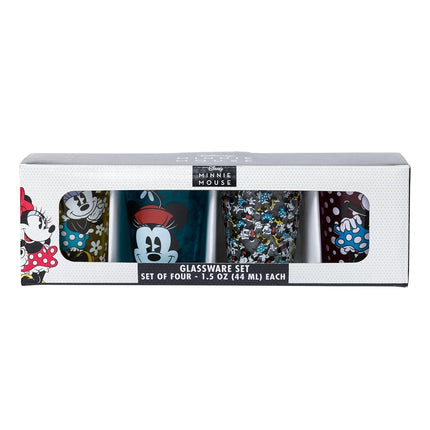 Disney DL110264 Vintage Minnie Mini Glasses, 4-Pack, 1 oz