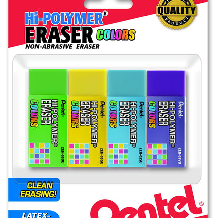 Pentel Hi-Polymer Block Eraser Small, Assorted Col