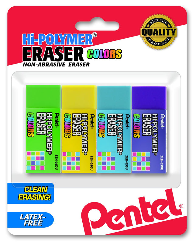 Pentel Hi-Polymer Block Eraser Small, Assorted Col