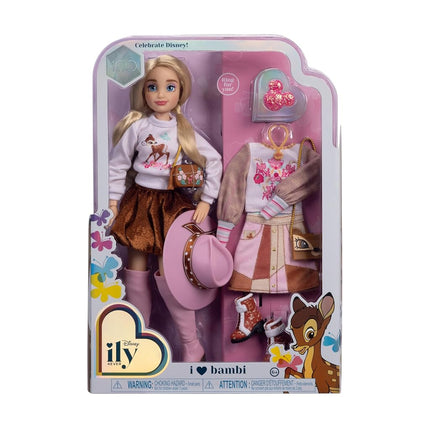 Disney ily 4EVER Fashion Dolls Bambi 30cm/11.5" Tall with 13 Points of Articulation, Two Complete Mix-and-Match Outfits and Glittery Mickey Ring for You For Girls Aged 6+