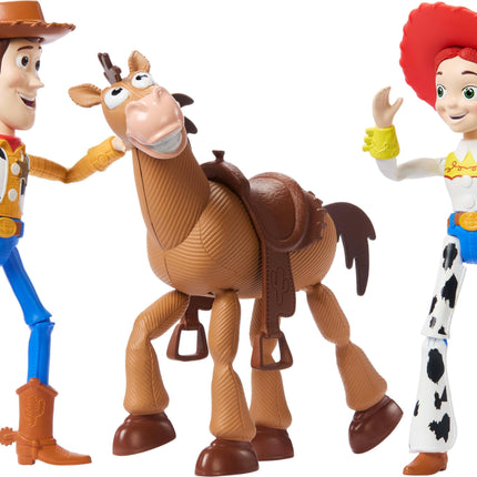 Mattel Disney Pixar Storytellers Toy Story 3-Pack of Woody, Jessie & Bullseye, 4-inch Authentic Posable Figures, Key Character Collectibles