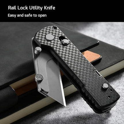 OKNIFE U1 Pro Multitool Folding Utility Knife with Folding Screwdriver, Quick Change Blade, Rail Lock & Pocket Clip for Men Women (Carbon Fiber Overlay)
