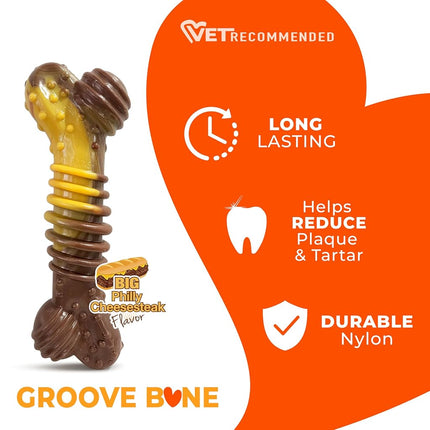 Nylabone Extreme Tough Dog Chew Toy Bone, Durable, Cleans Teeth, Beef & Cheese, X-Large, for Dogs Over 23 kg
