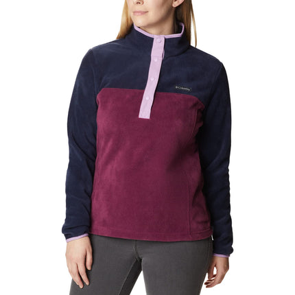 Chaqueta de forro polar Columbia Benton Springs Classic Fit Full Zip para mujer, Marionberry/Dark Noctural/Gumdrop, XXL