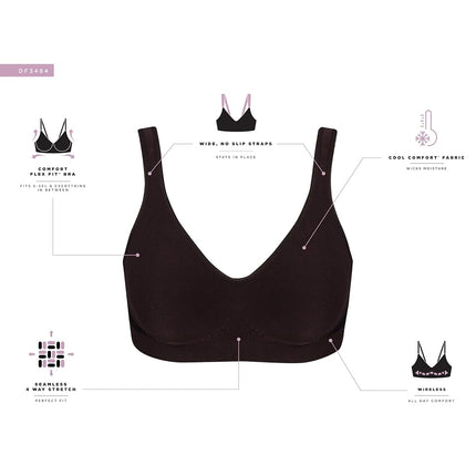Bali Women's Comfort Revolution Non-Wired Bra with Intelligent Sizes, Crystal Gray Aztec, M