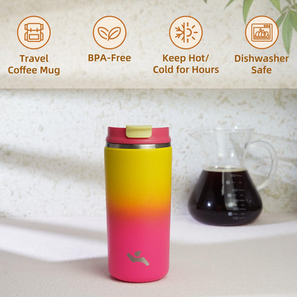 Konokyo Tumbler with Lid, 12 oz Travel Coffee Mug Double Wall Vacuum Stainless Steel Thermal Metal Cup Insulated Water Bottle,Rainbow
