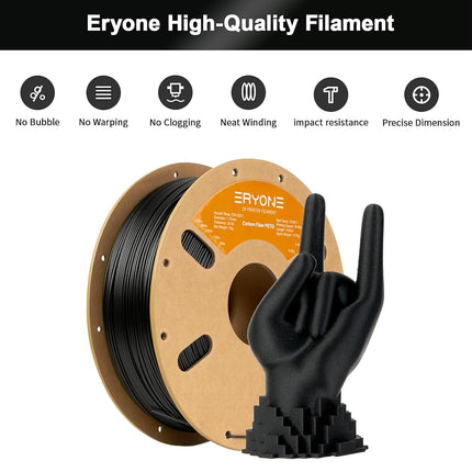 ERYONE PETG Carbon Fiber Filament 1.75mm +/- 0.03mm, PETG CF 3D Printer Filament, 1kg Spool (2.2LBS) 2 Pack, 2kg Black