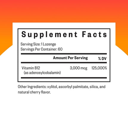 Seeking Health | Adeno B12 Supplement | 3,000 mcg Adenosylcobalamin | 60 Vitamin B12 Lozenges | Free of Common Allergens and Magnesium Stearate