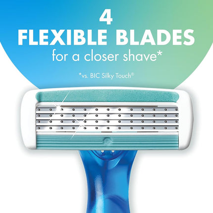 BIC Soleil 4 Women's Disposable 4-Blade Razors, Flexible Pivoting Head and Non-Slip Grip Handles, 10-Pack