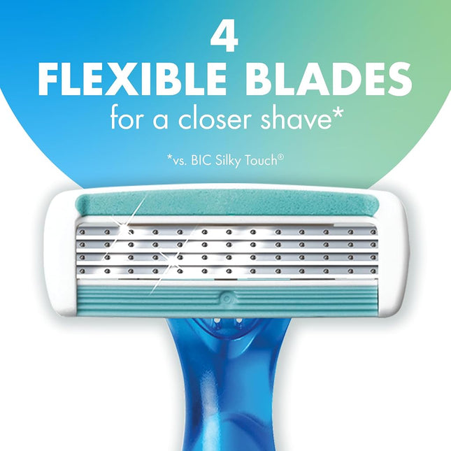 BIC Soleil 4 Women's Disposable 4-Blade Razors, Flexible Pivoting Head and Non-Slip Grip Handles, 10-Pack
