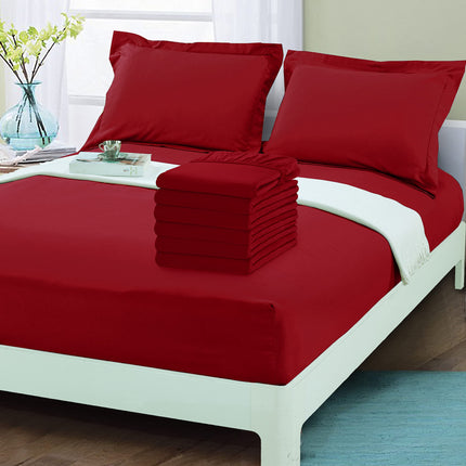 Elegant Comfort 6-Pack Fitted Bottom Sheets 1500 Thread Count Premium Hotel Quality, Deep Pocket, Wrinkle-Free, Stain and Fade Resistant-Side Pockets for Storage, 6PACK Fitted-Twin/Twin XL, Burgundy