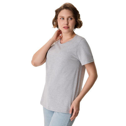 Hanes Women's Perfect-T Short Sleeve Cotton Crewneck T-Shirt, Light Steel, XXL
