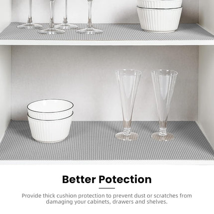 BAGAIL Non-Adhesive Shelf Liner, Thick Strong Grip Drawer Liners for Kitchen Cabinets, Heavy-Duty Easy Cut Cabinet Liners for Shelves, Pantry, Bathroom Cupboards - 45 * 600cm, LightGrey