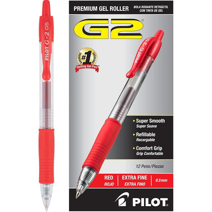 Pilot G2 Gel Ink Roller Ball Pen, Extra Fine Point, Red Red 0.4pc(s) - ballpoint pens (Extra Fine Point, Red, Red, 0.4 pc(s))