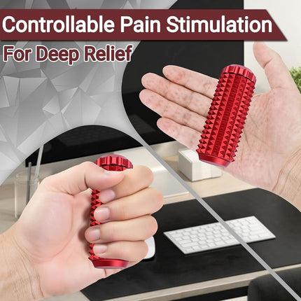 Metal Little Ouchies Fidget Toys, Adults Pain Stim Sensory Venting Toy, Relief Stress Promotes Focus, Spiky Grip and Smooth Spinner, Gifts for People with ADHD Autism Anxiety (Red)