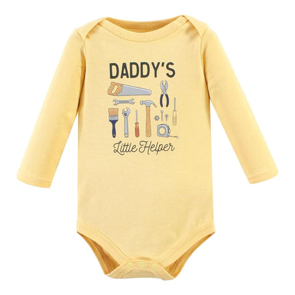 Pañaleros de algodón de manga larga unisex Hudson Baby, paquete de 5 de trabajo de construcción, 9-12 meses, paquete de 5 de trabajo de construcción, 9-12 meses