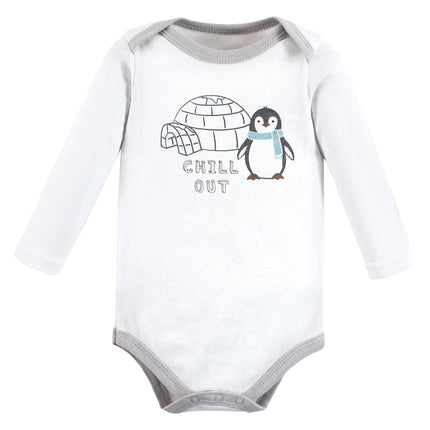 Hudson Baby unisex-baby Cotton Long-sleeve Bodysuits, Chill Out Penguin, 6-9 Months