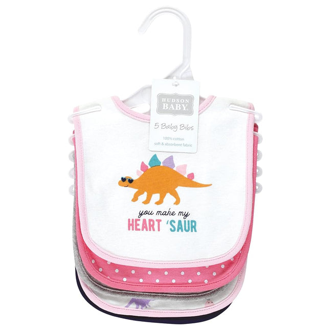 Hudson Baby Unisex Baby Cotton Bibs, Cute-A-Saurus, One Size
