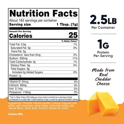Nutricost Pantry Yellow Cheddar Cheese Powder (1.1 kg per Bottle) - Powdered Cheese :: Great for Cooking, Baking, Popcorn and More!