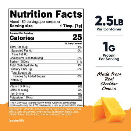 Nutricost Pantry Queso Cheddar Amarillo en Polvo (1.1 kg por botella) - Queso en polvo :: ¡Ideal para cocinar, hornear, palomitas de maíz y más!