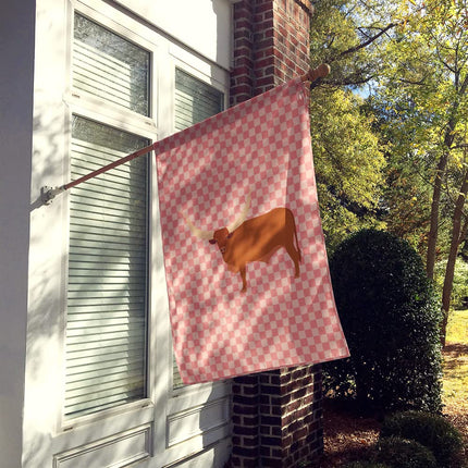 Caroline's Treasures BB7823CHF drapeau d'éléphant d'Ankole-Watusi rose à carreaux en toile, taille maison, grande taille, multicolore