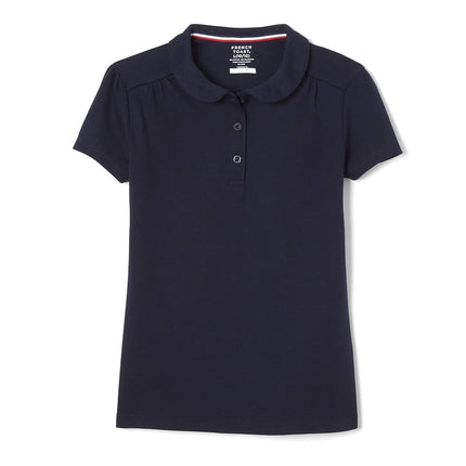 French Toast Girls' Short Sleeve Peter Pan Collar Polo Shirt, Navy Blue, 4-5